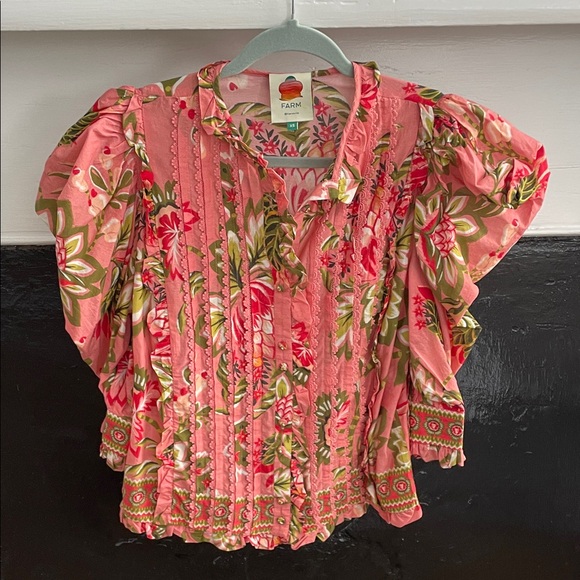 FARM Rio Pink Floral Ruffle Blouse - Picture 1 of 1